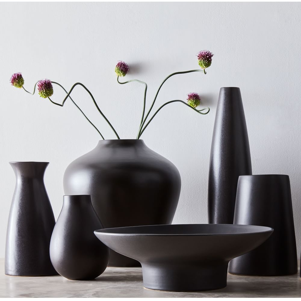 Pure Black Ceramic Vases West Elm UK
